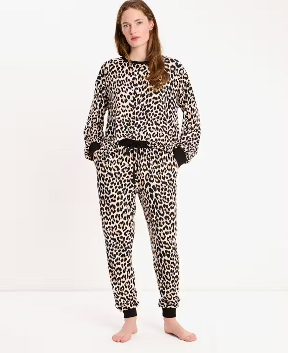 NWT Kate Spade New York Classic Leopard Print Loungewear Jogger Lounge Set XL